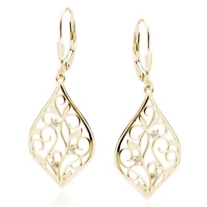 Cercei argint placati cu aur galben cu pietre si tortite DiAmanti Z2112DG_W-DIA (Argint 925‰ 3 g.)